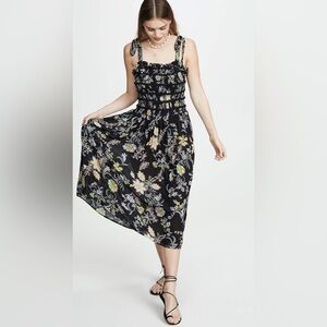 Free People Isla Black Floral Midi Dress side large